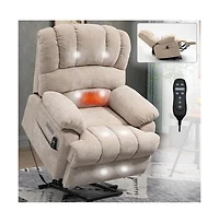 Maison Boucle Oversized Power Lift Recliner for Big & Tall Adults, 23" Wide Chenille Chair with Massage, Heat Usb-Maison