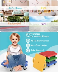 4/6-Pack Kids Sitting Scooter Set with Handles and Non-marring Universal Casters