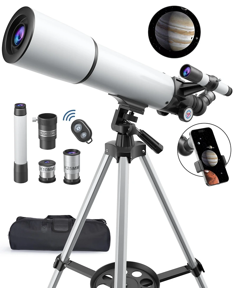 Telescope 80mm Aperture 500mm Refractor Portable Astronomical Telescope for Adults Kids Beginners with Tripod and Accessories