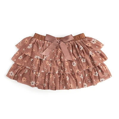 Sweet Wink Little and Big Girls Ditsy Fall Floral Printed Tiered Tutu Skirt