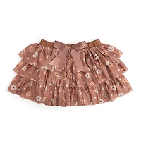 Sweet Wink Little and Big Girls Ditsy Fall Floral Printed Tiered Tutu Skirt