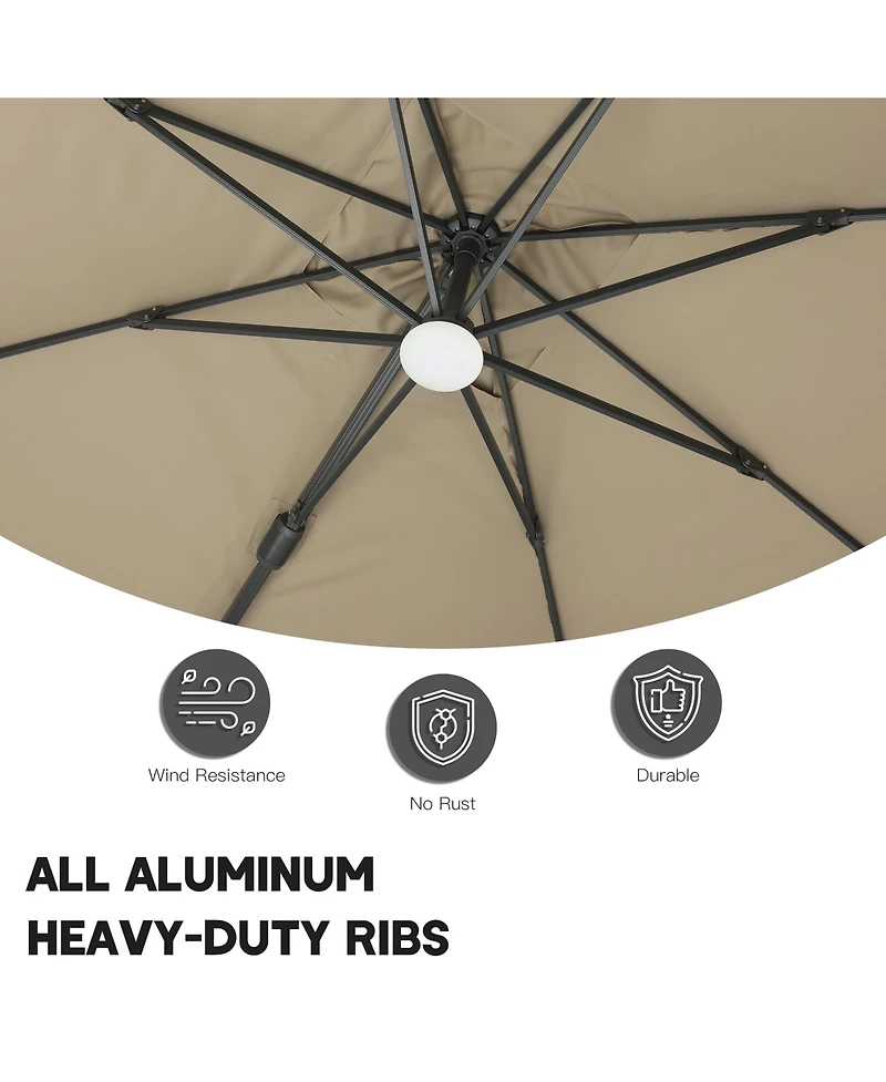 Boyel Living 10 ft. 360° Rotation Square Cantilever Patio Umbrella with Base and Bt