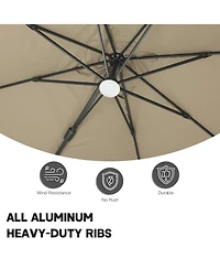 Boyel Living 10 ft. 360° Rotation Square Cantilever Patio Umbrella with Base and Bt