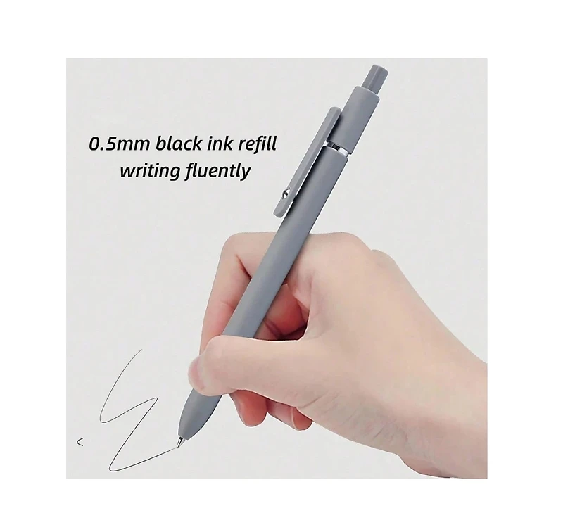 Htutwoo Gel Pens 10 Pcs 0.5mm Black Ink Pens Fine Point Smooth Writing Pens With Silicone Grip High-End Series Metal Clip Retractable Pens For Journal
