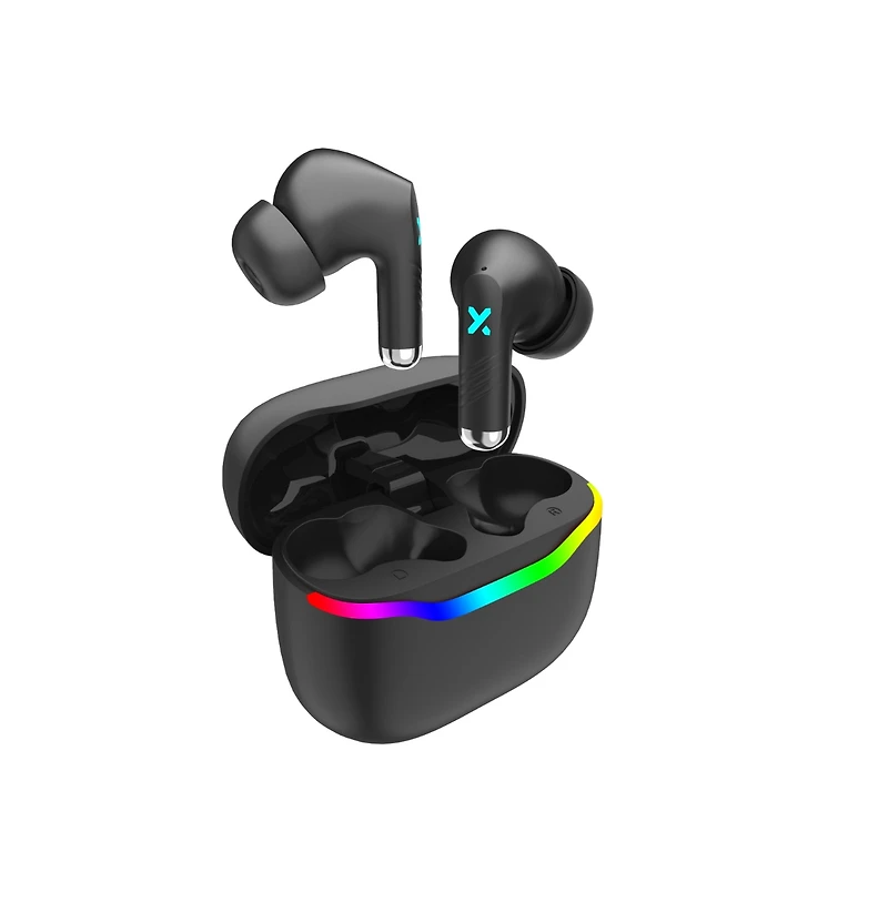 RadioShack Wireless Gaming Earbuds with Noise Cancelation and Rgb Led Lights With 22 Hour Playtime