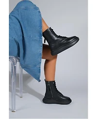 Forever & Always Shoes Nicolas Leather Combat Boot (Women)