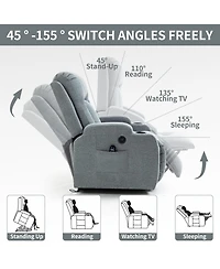 Clihome Infinite Position Single Motor Up to 350 Lbs Power Lift Recliner Chair for Elderly Heavy Duty Motion Mechanism with 8 Point Vibration Massage