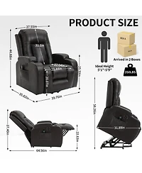 Clihome Infinite Position Up to 350 Lbs Power Lift Recliner Chair for Elderly Heavy Duty Motion Mechanism with 8 Point Vibration Massage and Lumbar He