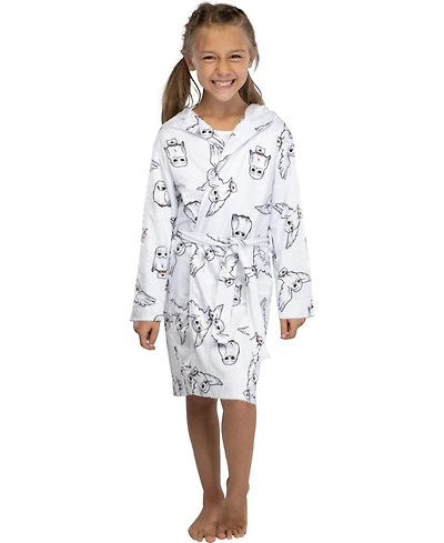 Harry Potter Girls Hedwig Owl All-Over Print Robe Soft Coverup Fleece Bathrobe