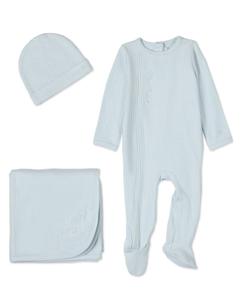 MeMoi 3 Piece Baby "Mon Etoile" Cotton Rich Pointelle Footie Set