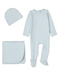MeMoi 3 Piece Baby "Mon Etoile" Cotton Rich Pointelle Footie Set