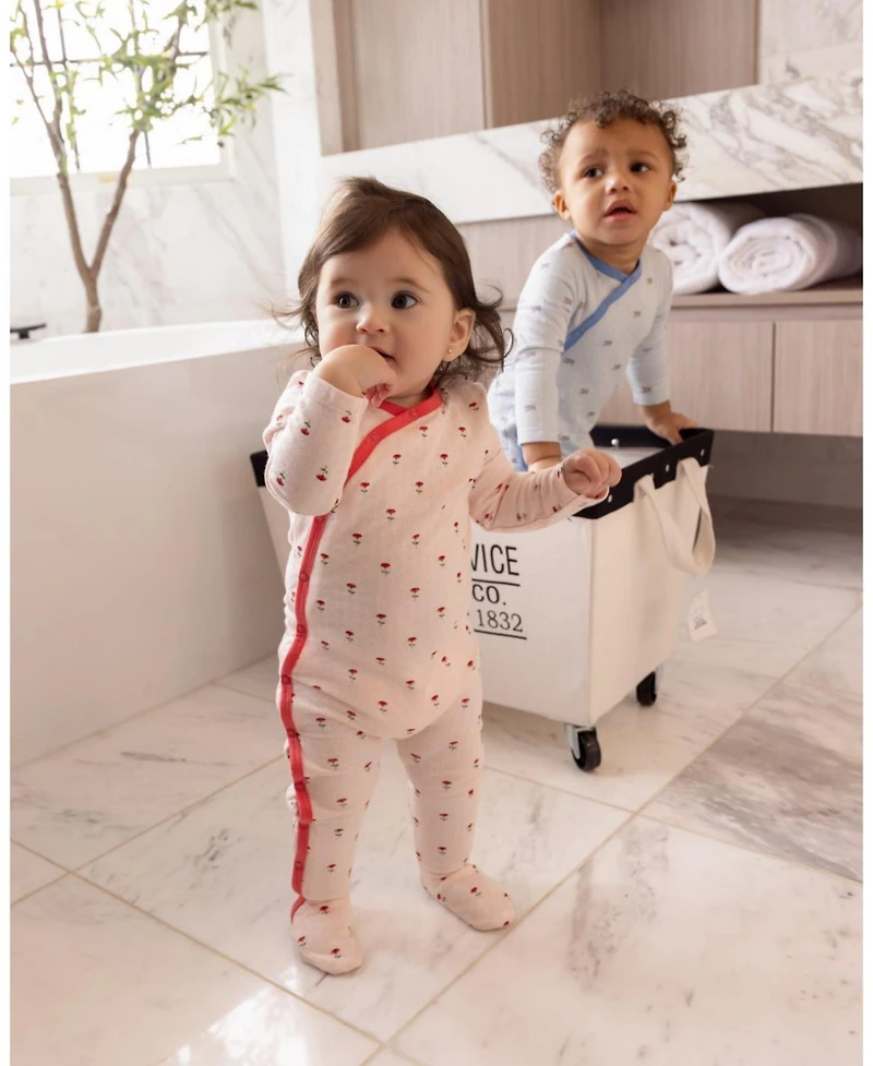 MeMoi Baby Girls "Plant Your Dreams And Grow Happy" Floral Pointelle Footie