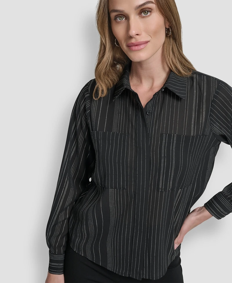 Dkny Women's Embellished Collared Shirt