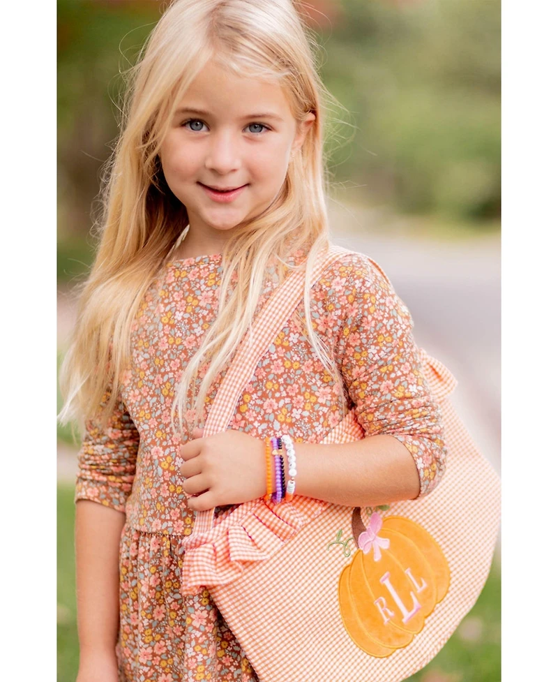 Bits & Bows Girls Pumpkin Hearts Bracelet in Orange
