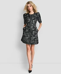 Dkny Women's Abstract Print Zip Front Mini Dress