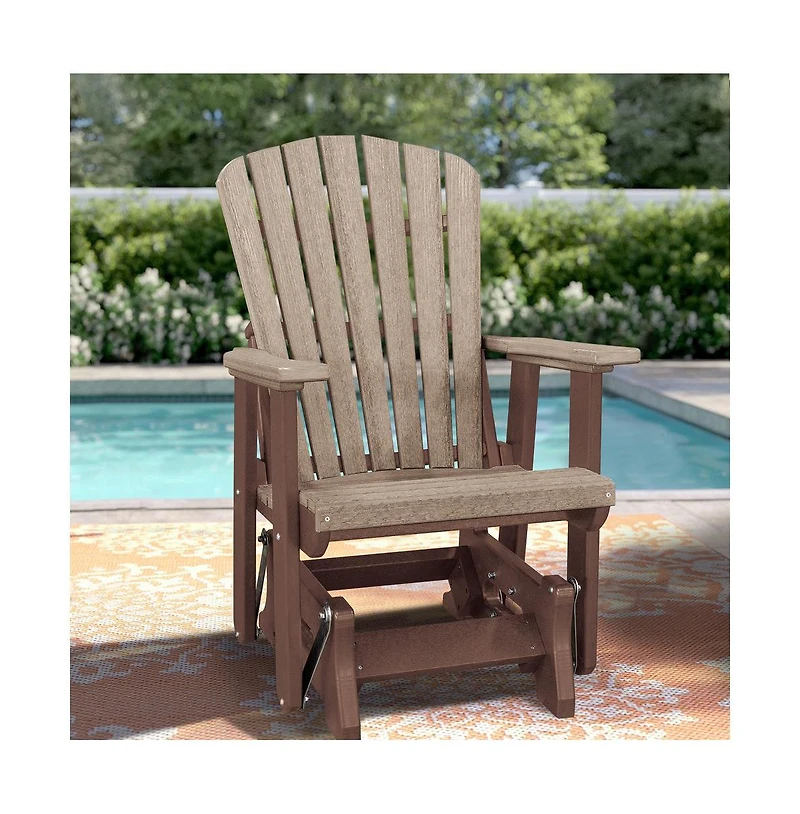 American Furniture Classics Fan Back Glider Made in the Usa- Weatherwood, Tudor Brown