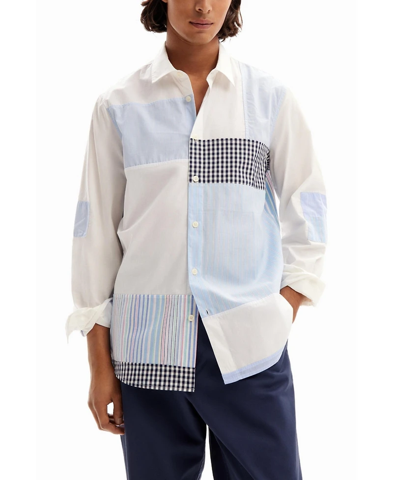 Desigual Men's Striped patch shirt.