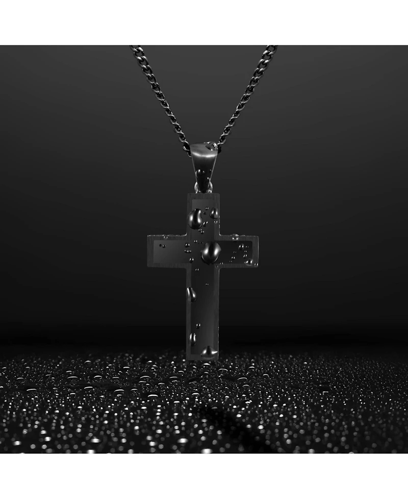 Vincero Men's Stone Cross Pendant Stealth Black - Large