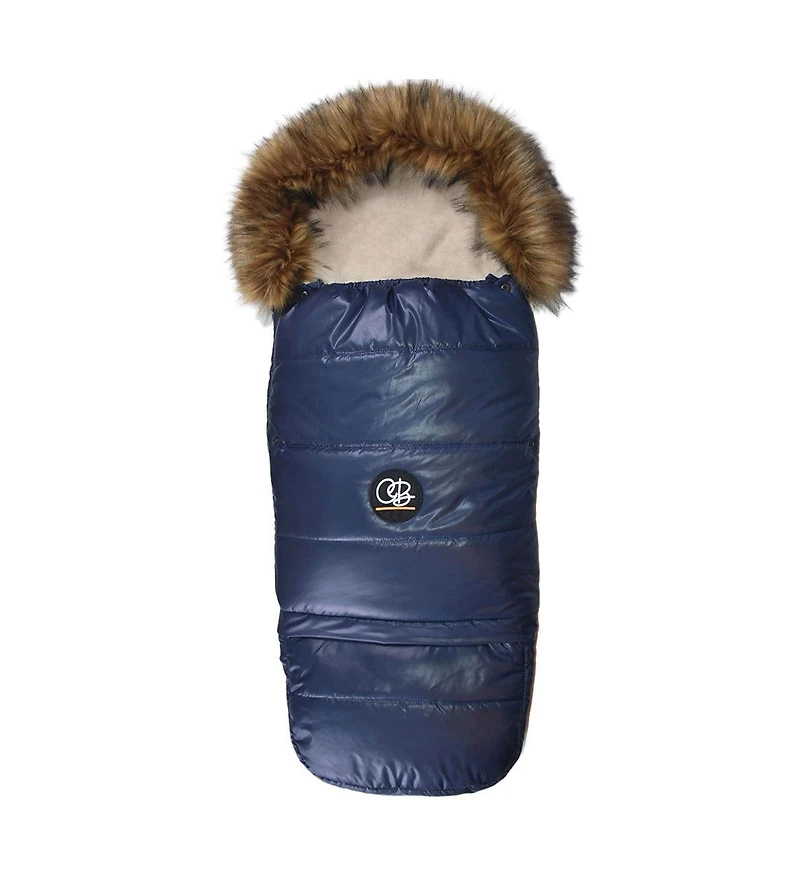 Cover Baby Baby Cover 0-3 Years Organic Premium Beige Wool Adjustable Footmuff in Pastel Navy