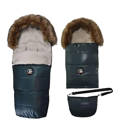 Cover Baby Baby Cover 0-3 Years Organic Premium Beige Wool Adjustable Footmuff in Pastel Hunter Green