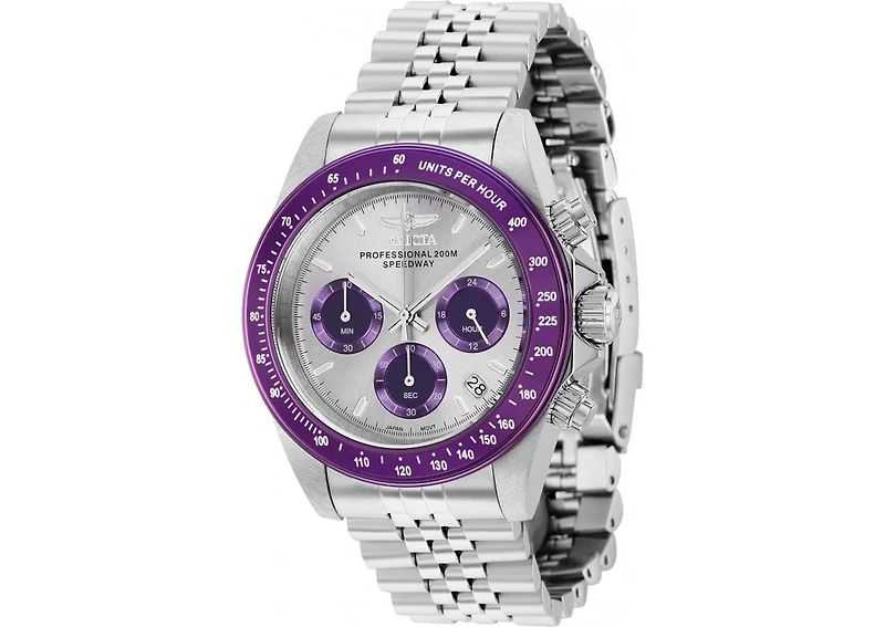 Invicta Men's 36735 Speedway Quartz Chronograph Light Grey, Purple Dial Watch