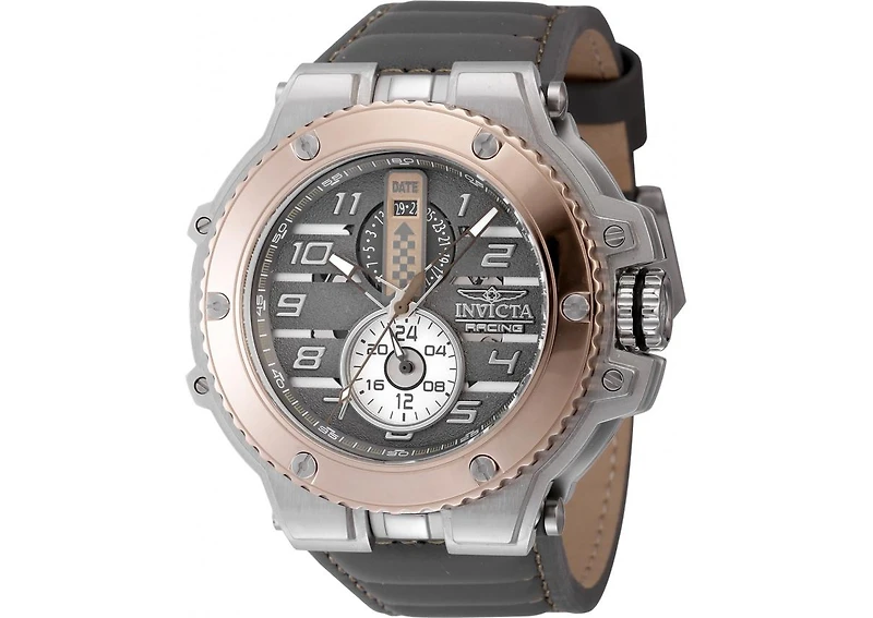 Invicta Men's 47381 Invicta Racing Quartz Multifunction Khaki, Gunmetal, Silver Dial Watch