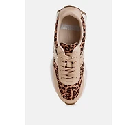 Lepark Real Leather Leopard Print Sneakers Women