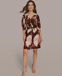 Donna Karan New York Women's Floral Belted Dress