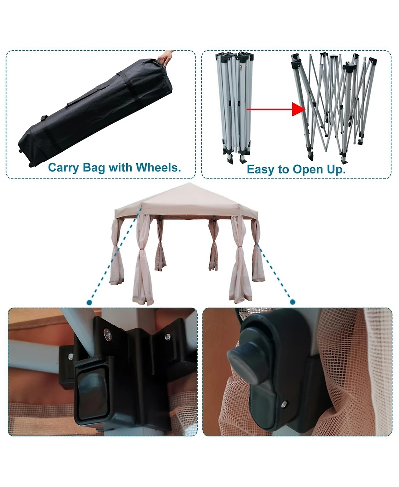 Streamdale Furniture 13 Ft. W X 13 Ft. D X 9.2FT Pop-Up Gazebo Tent Outdoor Canopy