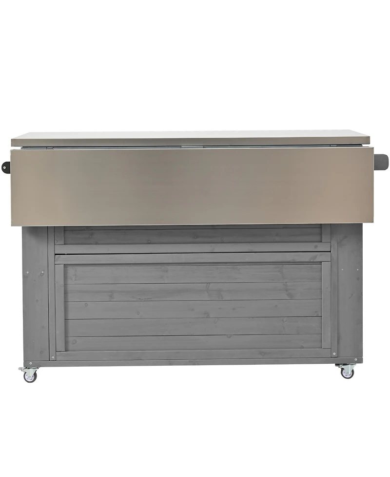 Streamdale Outdoor Kitchen Island - Fir Wood, Stainless Top