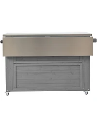 Streamdale Outdoor Kitchen Island - Fir Wood, Stainless Top