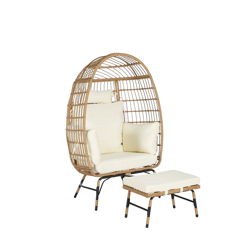 Streamdale Furniture Oversized Wicker Egg Chair with Ottoman