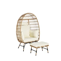 Streamdale Furniture Oversized Wicker Egg Chair with Ottoman