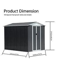 Streamdale Furniture Apex Roof Waterproof Bike Storage Shed (6'x9') - Grey
