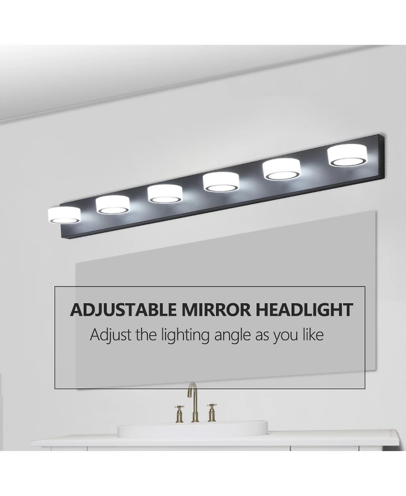 Streamdale Led Modern Black 6-Light Vanity Lights Fixtures Over Mirror Bath Wall Lighting