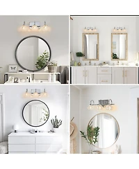 Streamdale Furniture Streamdale Brushed Nickel Finish Vintage Crystal Vanity Light - Elegant 3-Light Bathroom Mirror Fixture with Clear Glass Shades