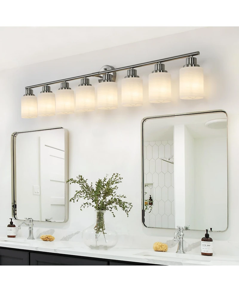 Streamdale Brushed Nickel Vanity Wall Sconce with Frosted Glass Shades for Bathrooms (Bulbs Not Included)