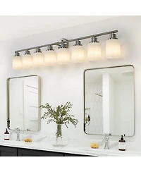 Streamdale Brushed Nickel Vanity Wall Sconce with Frosted Glass Shades for Bathrooms (Bulbs Not Included)