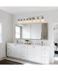 Streamdale Modern 8-Light Brushed Nickel Vanity Light with Clear Glass