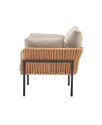 Streamdale Furniture Streamdale Beige/Wood Rope Lounge Chairs (Set of 2), Natural/Modern style