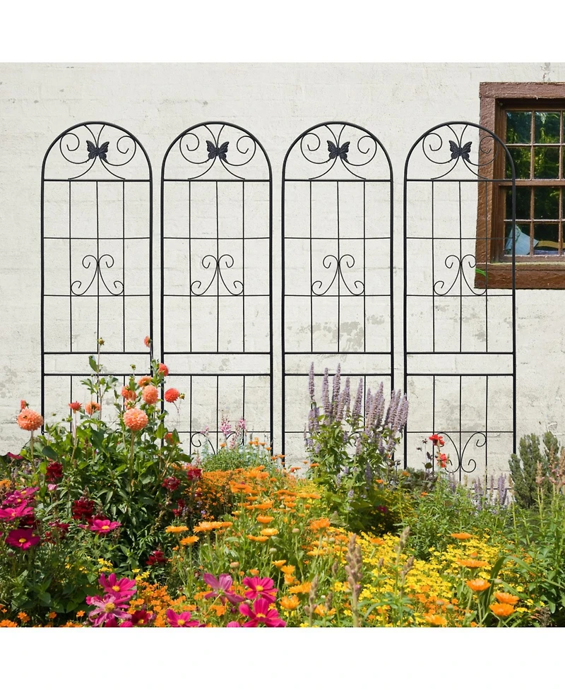 Streamdale 4-Pack Metal Garden Trellis, 86,7" Rustproof, Black