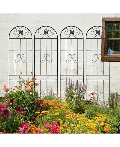 Streamdale 4-Pack Metal Garden Trellis, 86,7" Rustproof, Black