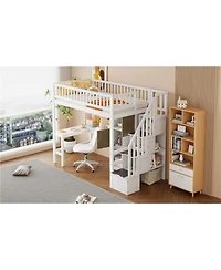 Streamdale Furniture Twin Loft Bed with Desk Storage & Stairs