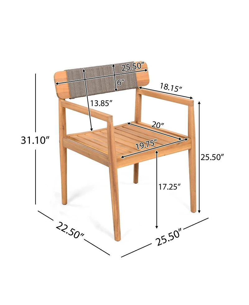 Streamdale Furniture Acacia Wood Outdoor Armchair - Weather-Resistant & Stylish Set of 2