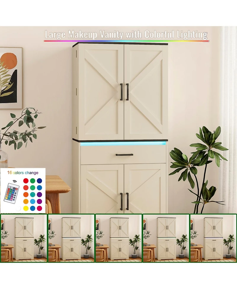 Streamdale Furniture Modern Led Accent Cabinet with Drawer