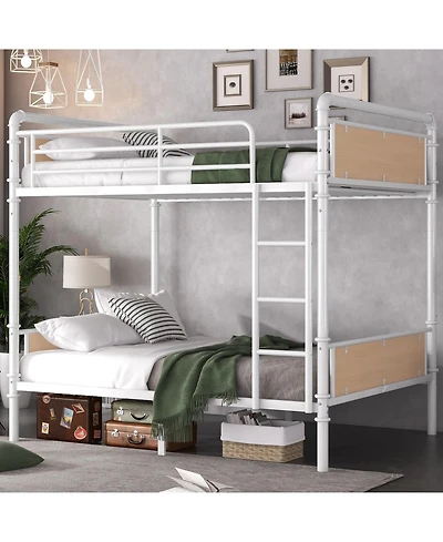 Streamdale Furniture Twin Xl Over Twin Xl Metal Bunk Bed White