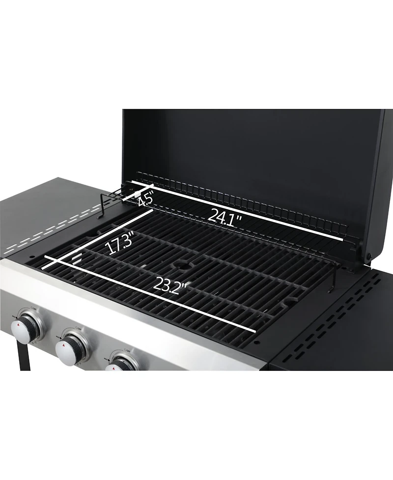 Streamdale Furniture 4-Burner Propane Bbq Grill Ss Plancha Foldable Side Table