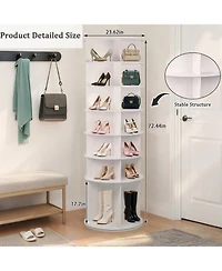Streamdale Furniture 7-Tier Rotating Shoe Rack Tower - 28 Pairs (White)