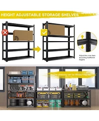 Streamdale Furniture 59" Wide Black Metal Shelves w/ Dividers