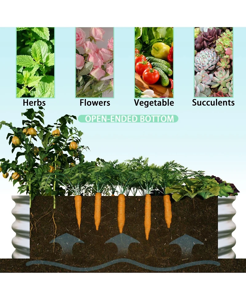 Streamdale Furniture 4x2x1ft Galvanized Raised Garden Bed Kit